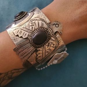 Black and silver eagle cuff